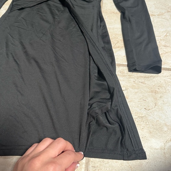 WOMENS twist front plunging neck bodycon long sleeve dress - Picture 7 of 8